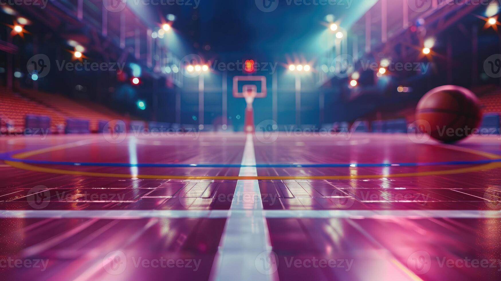 AI generated Generative AI, Professional basketball court, empty sport arena background photo