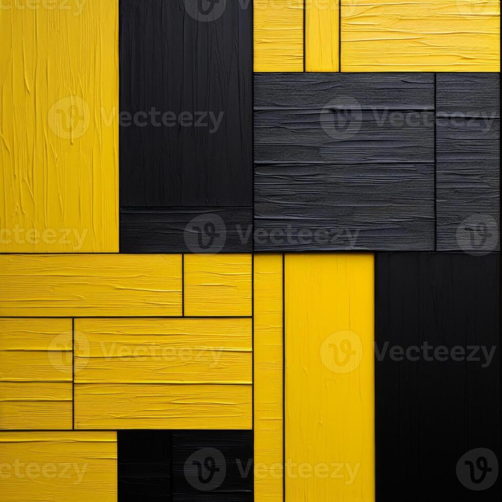 AI generated Yellow and Black Abstract Geometric Shapes Background with Striking Contrast and Modern Design photo