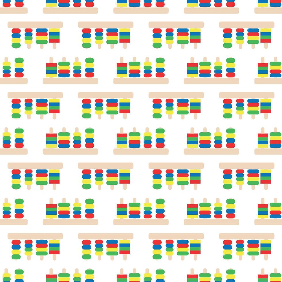 Wooden toys for kids games. Baby seamless pattern with Montessori subject. Education logic toys for preschool kids. Montessori system for early childhood development. vector