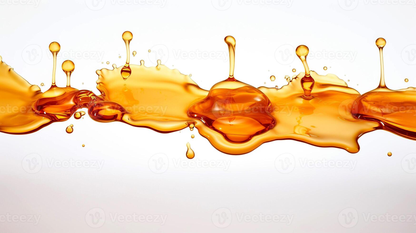 AI generated Drops of honey on white with space for text. photo