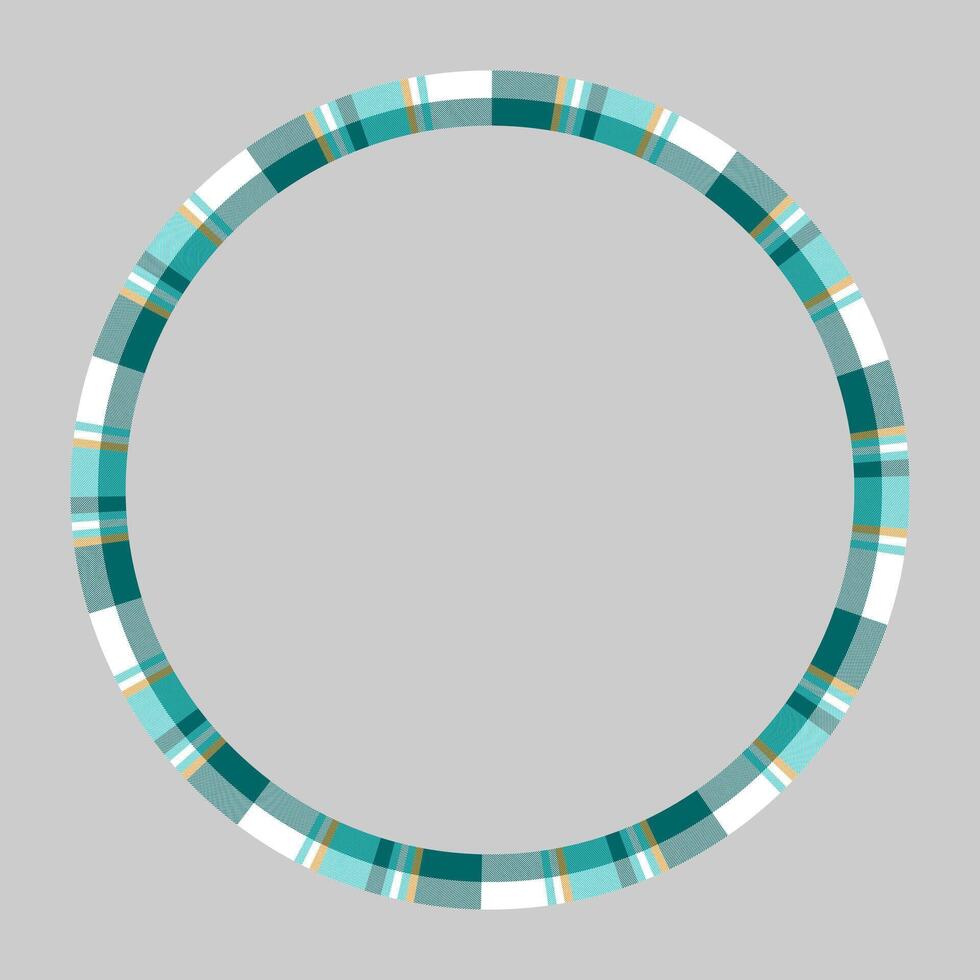 Round frame vector vintage pattern design template. Circle border designs plaid fabric texture. Scottish tartan background for collage art, gif card, handmade crafts.