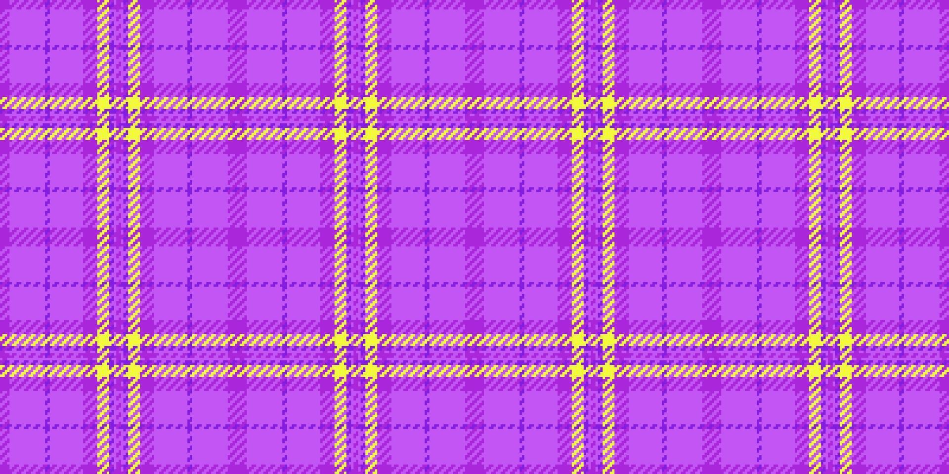 Grungy seamless background fabric, victorian vector check textile. Serene plaid texture tartan pattern in purple and lime colors.