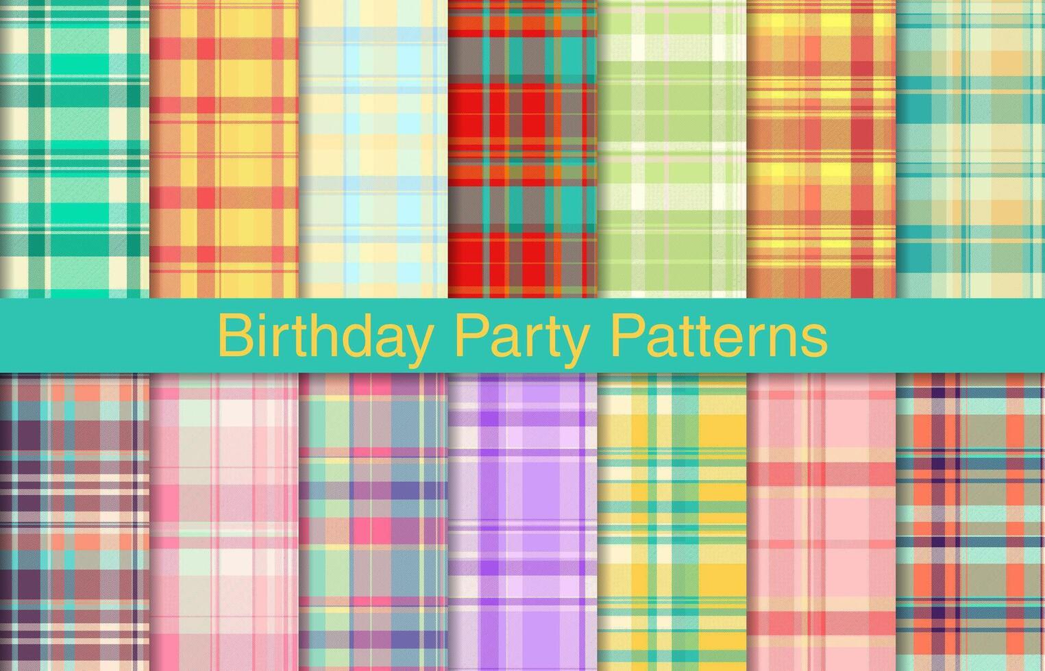 Birthday plaid bundles, textile design, checkered fabric pattern for shirt, dress, suit, wrapping paper print, invitation and gift card. vector