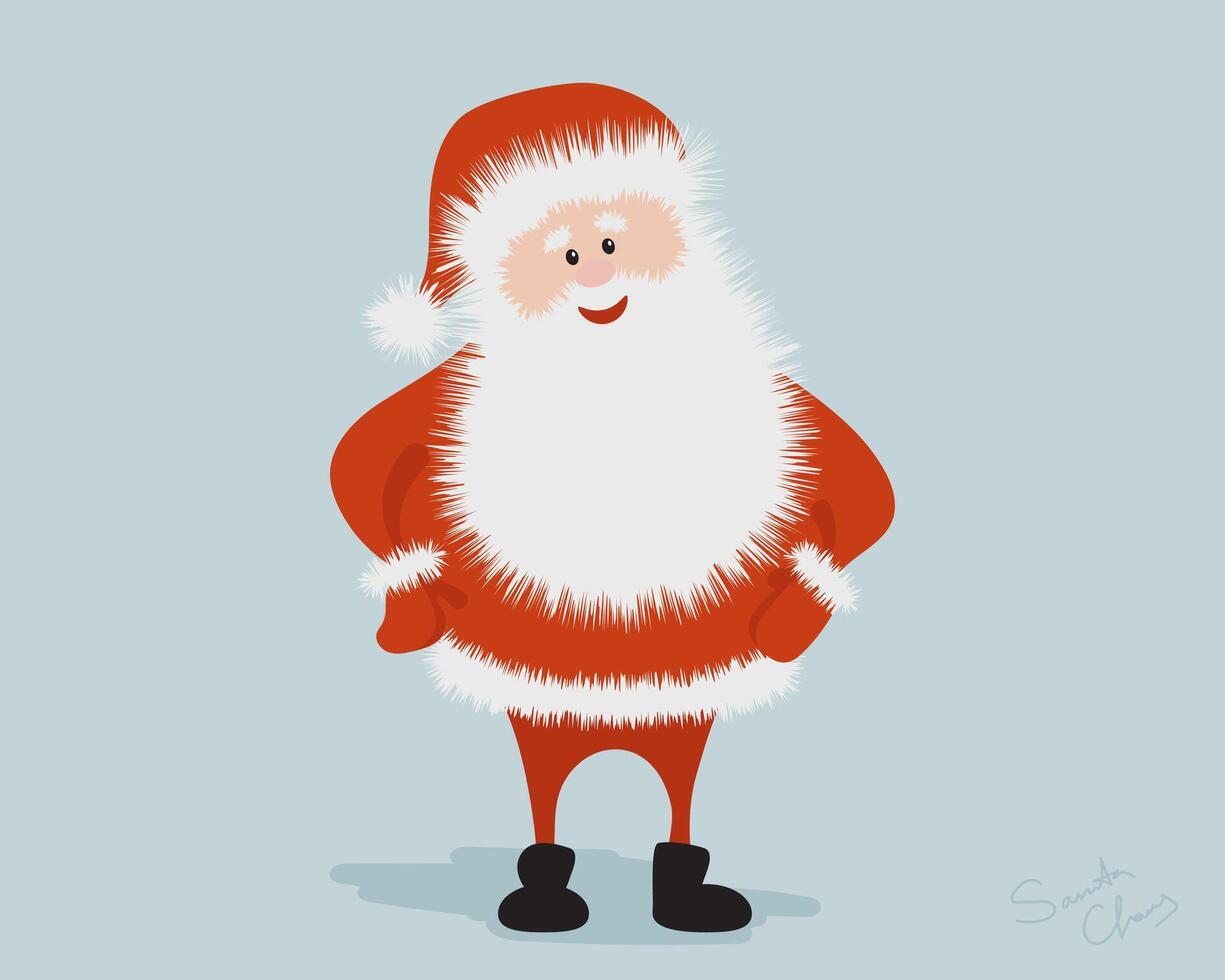 Cartoon Santa Claus with a soft beard character. Christmas vector illustration.