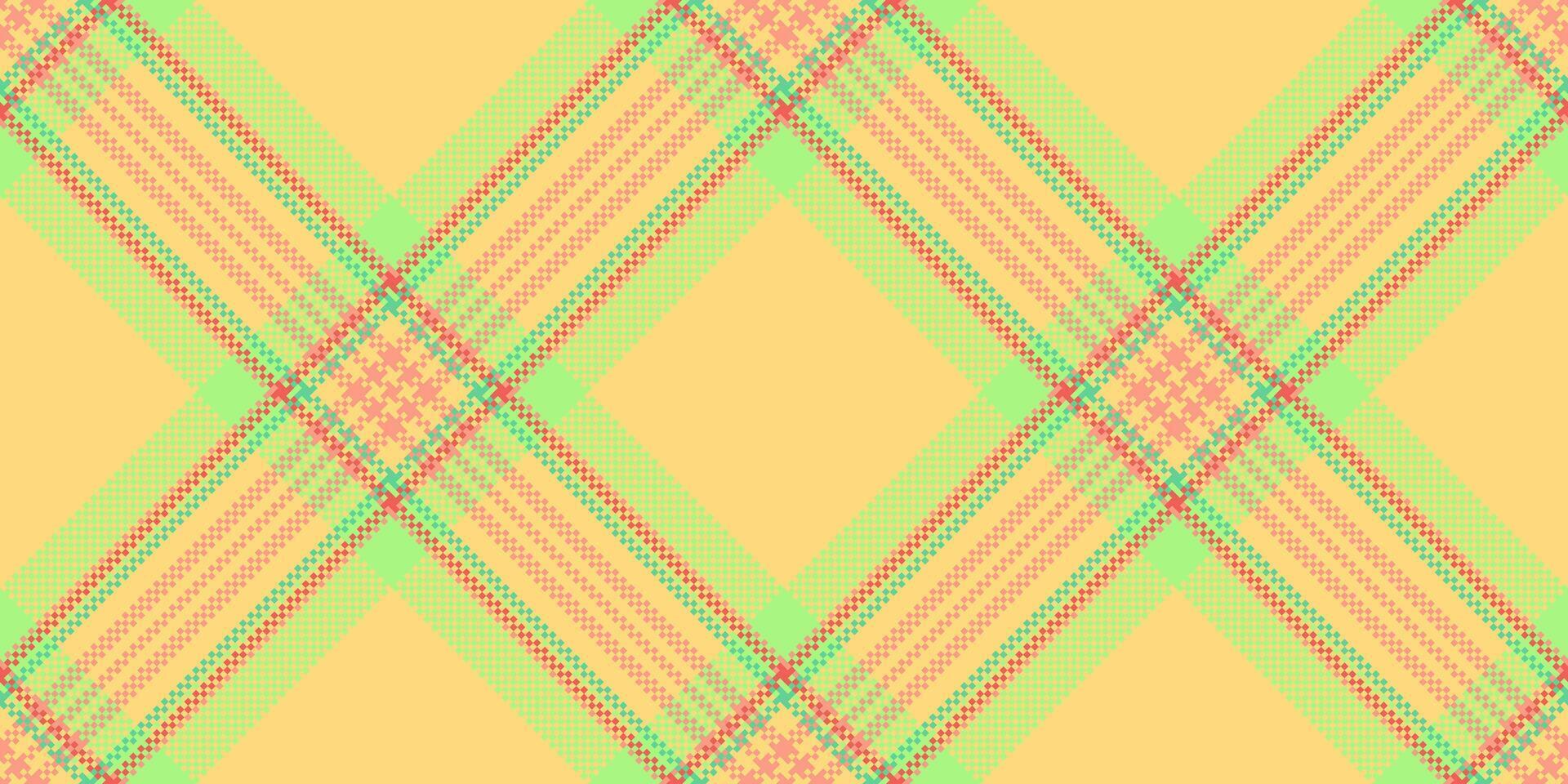 Seasonal plaid check background, ceremony fabric tartan vector. Checkered seamless texture textile pattern in amber and green colors. vector