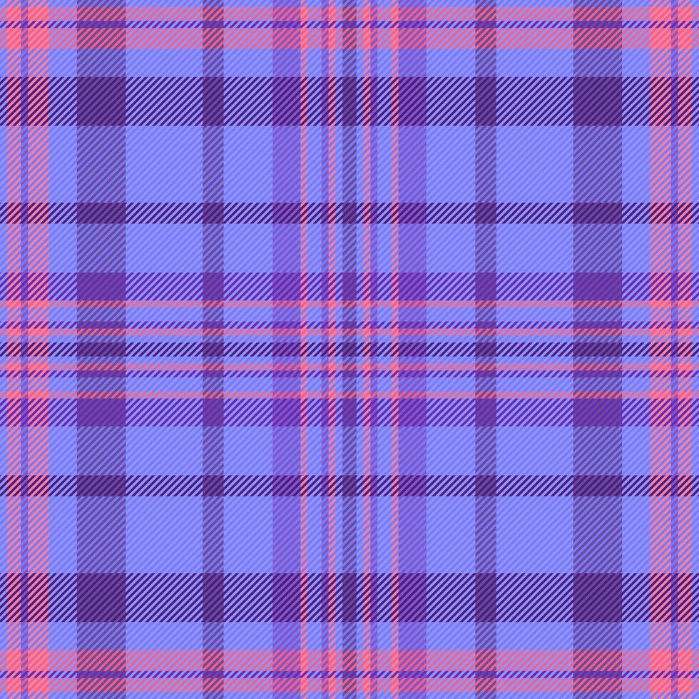 Graphic textile check plaid, checkered texture tartan pattern. Herringbone background fabric vector seamless in blue and violet colors.