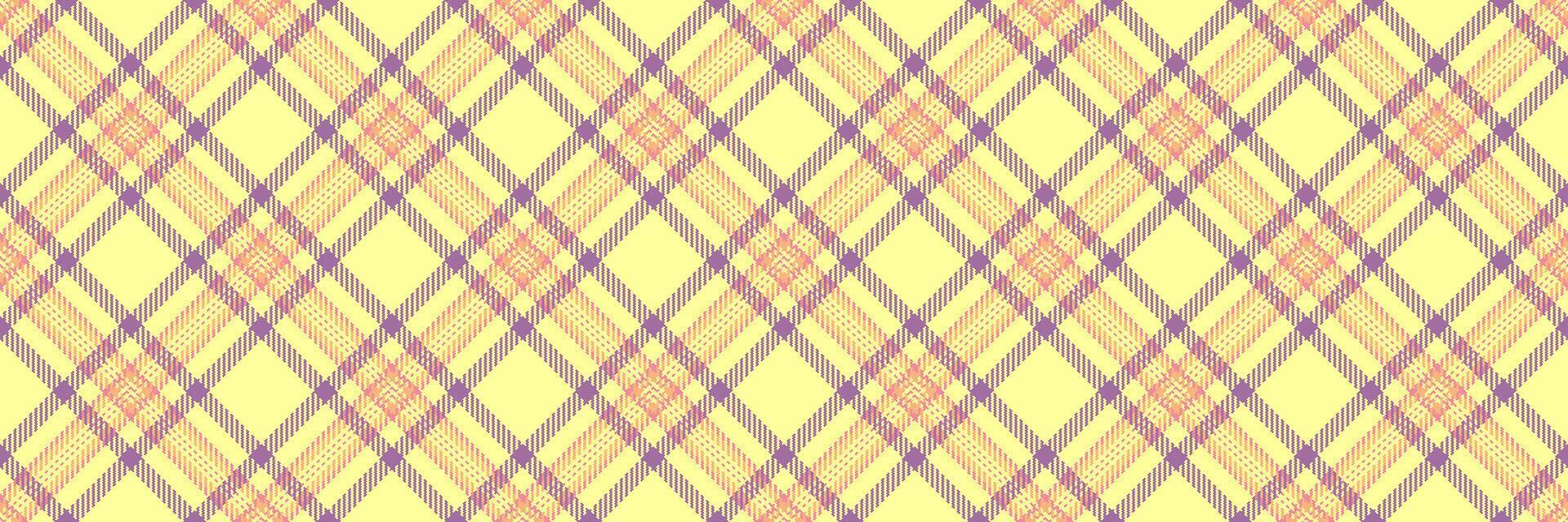 Short background textile fabric, horizon texture vector tartan. Scottish check plaid pattern seamless in yellow and magenta colors.