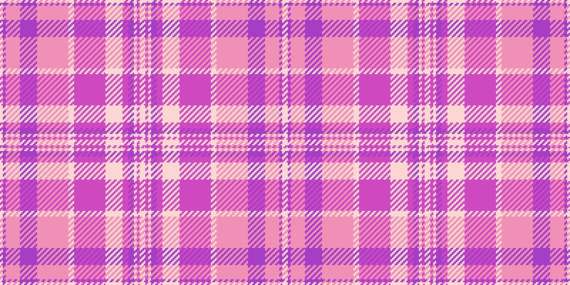 Naked fabric textile texture, scrapbooking plaid vector background. Frame pattern tartan seamless check in pink and magenta colors.