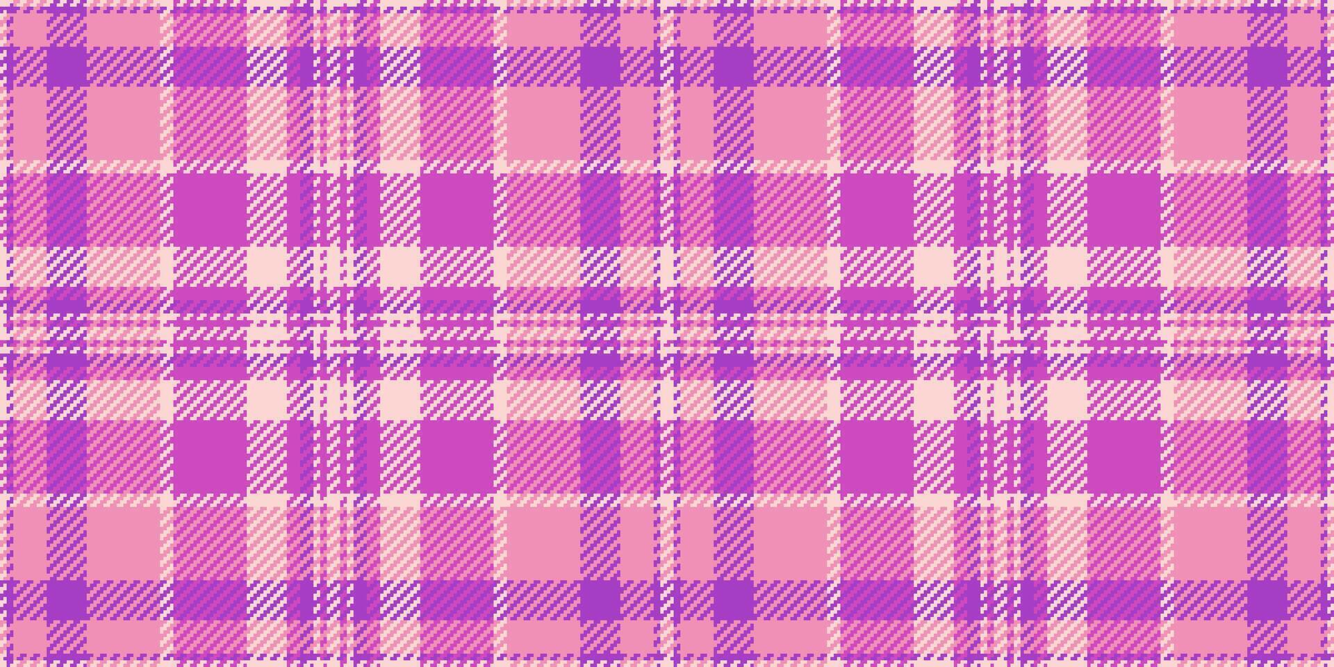 Naked fabric textile texture, scrapbooking plaid vector background. Frame pattern tartan seamless check in pink and magenta colors.