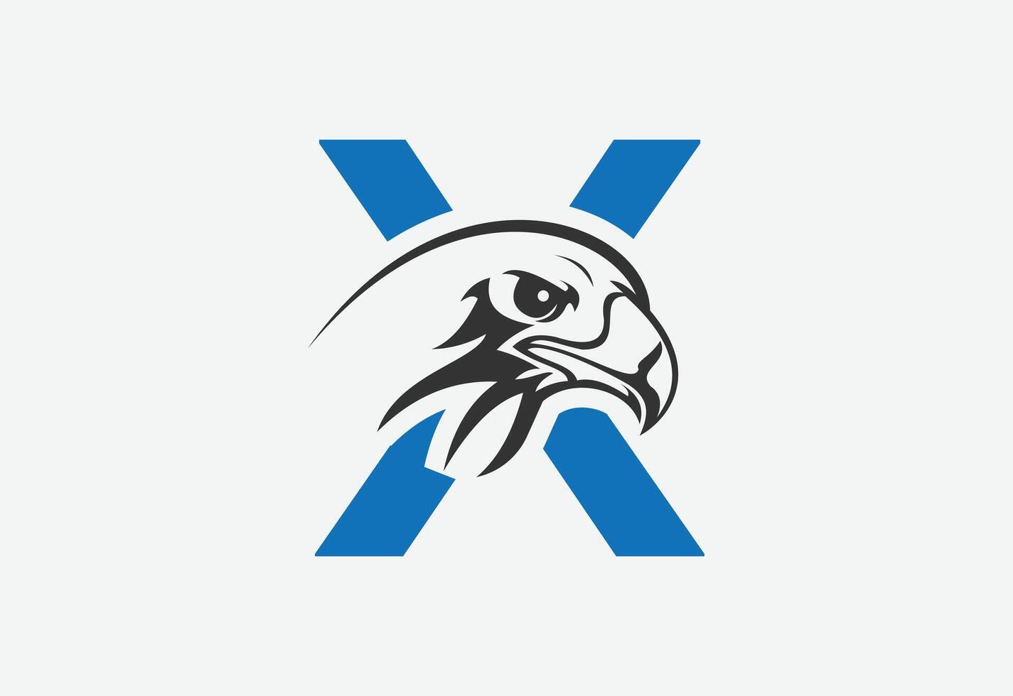 High quality illustration of a eagle head with latter X for logo and icons vector