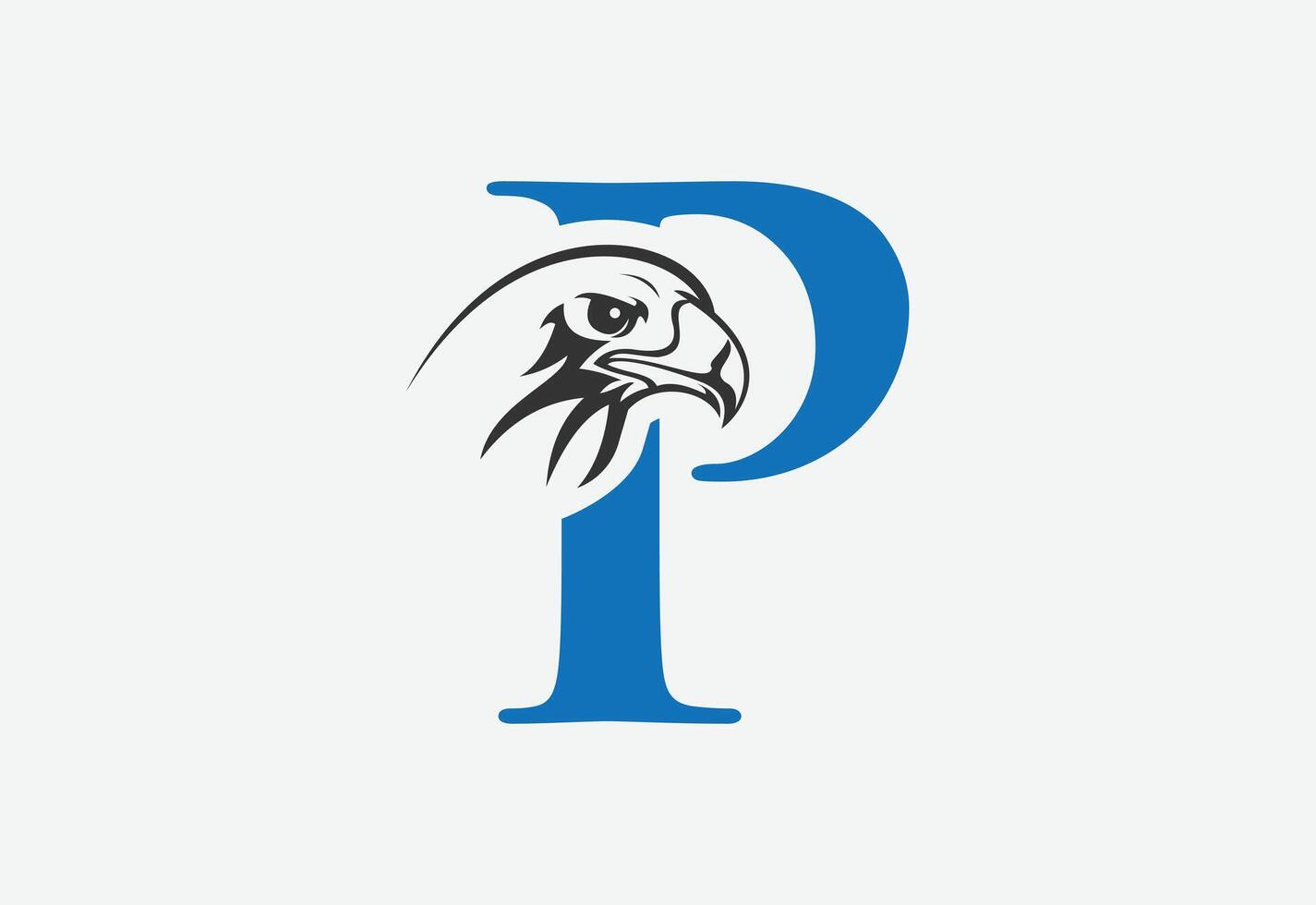 High quality illustration of a eagle head with latter P for logo and icons vector