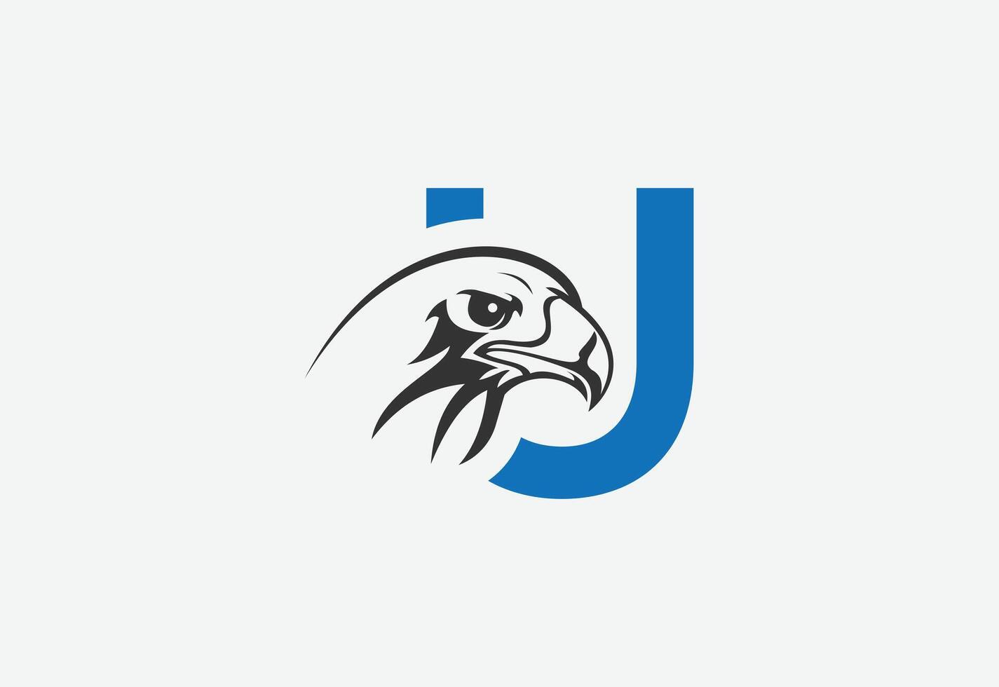 High quality illustration of a eagle head with latter U for logo and icons vector
