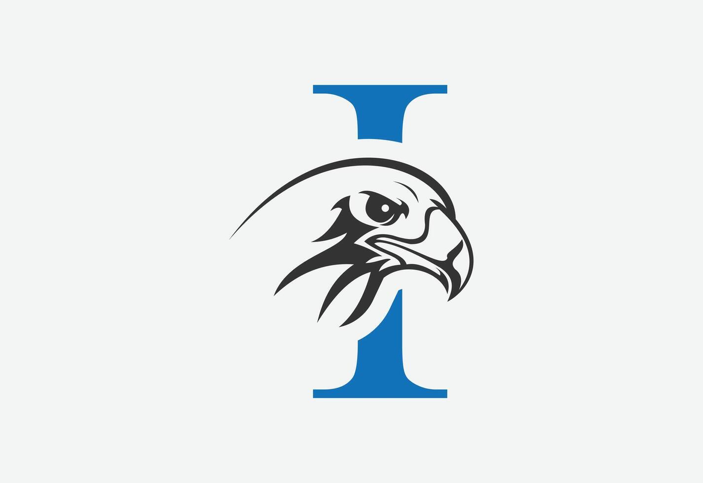 High quality illustration of a eagle head with latter I for logo and icons vector