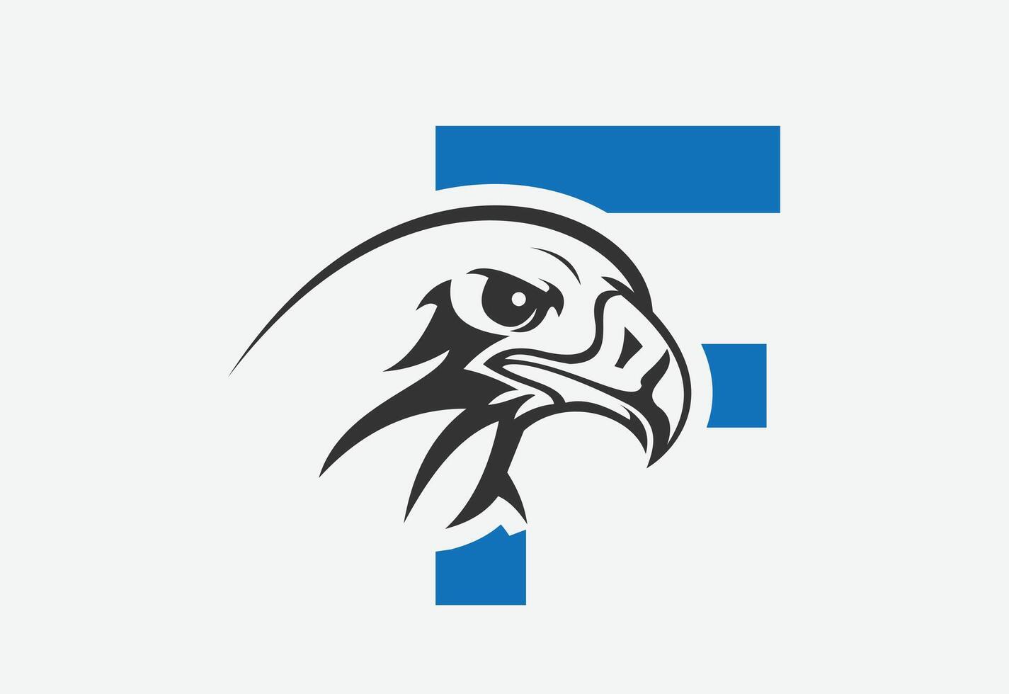 High quality illustration of a eagle head with latter F for logo and icons vector