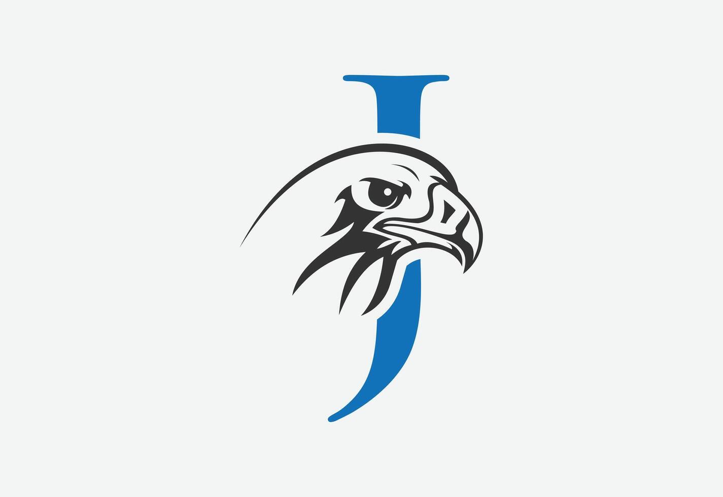 High quality illustration of a eagle head with latter J for logo and icons vector