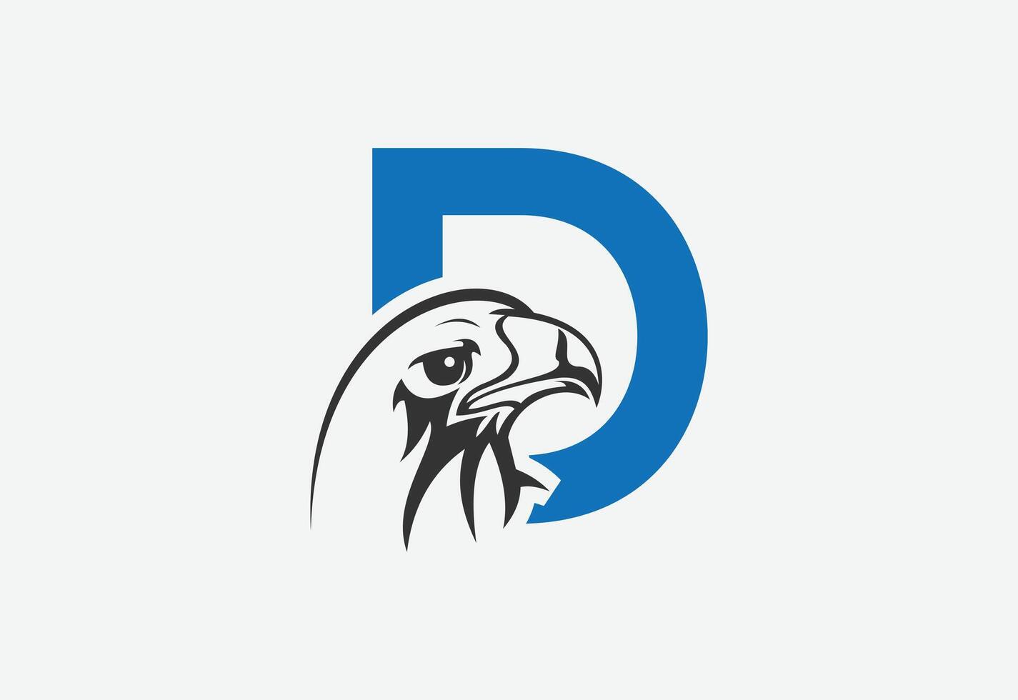 High quality illustration of a eagle head with latter D  for logo and icons vector