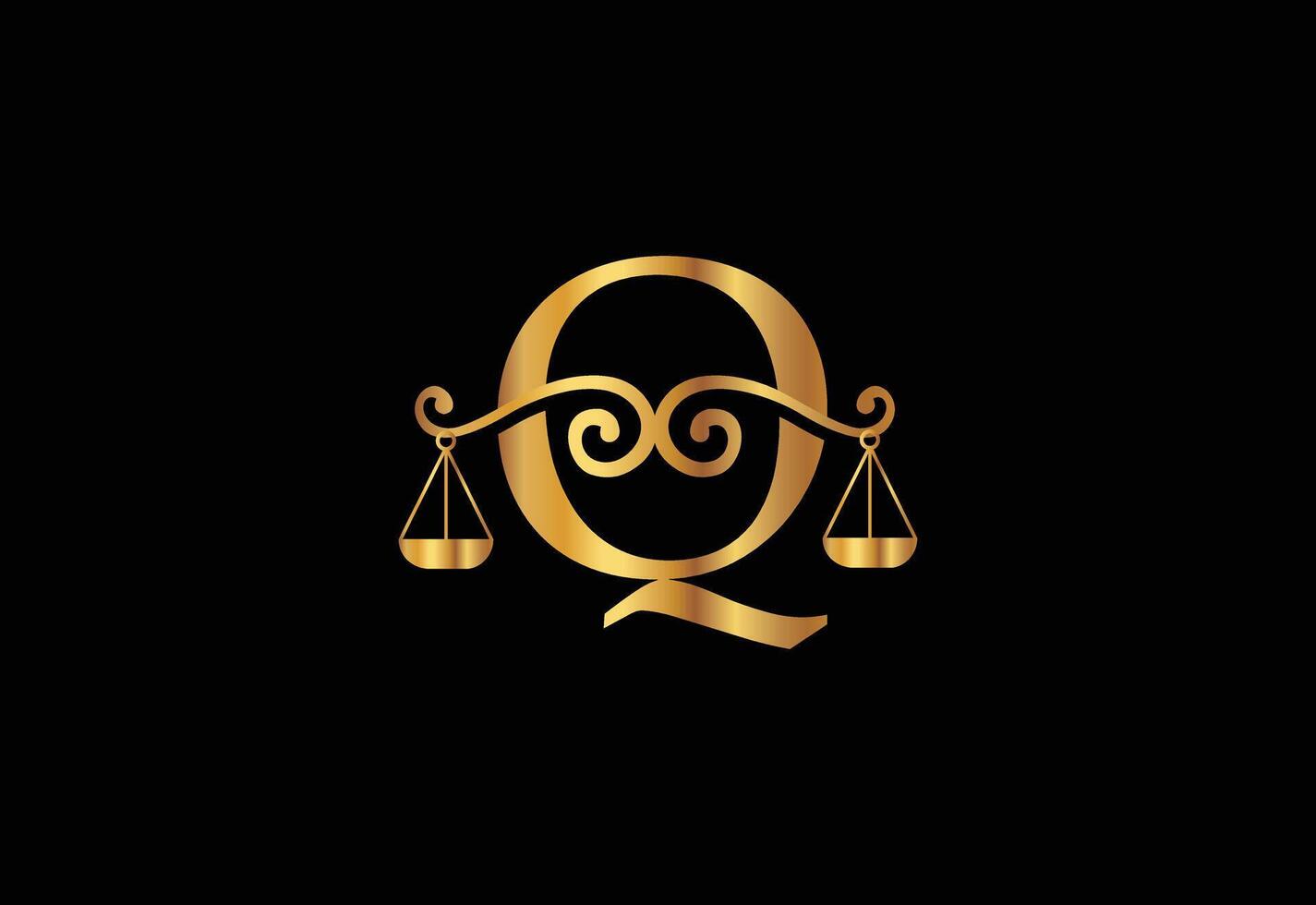 bajo firma logo con último q vector plantilla, justicia logo, igualdad, juicio logo vector ilustración