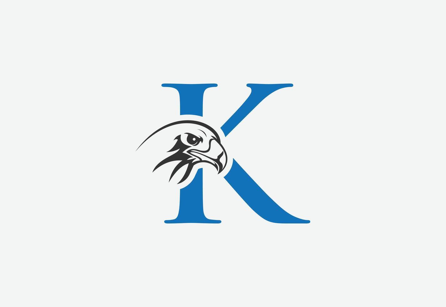High quality illustration of a eagle head with latter K for logo and icons vector