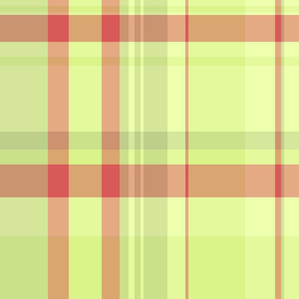 Femininity textile tartan seamless, cell background plaid vector. Cultural fabric check pattern texture in lime and orange colors. vector