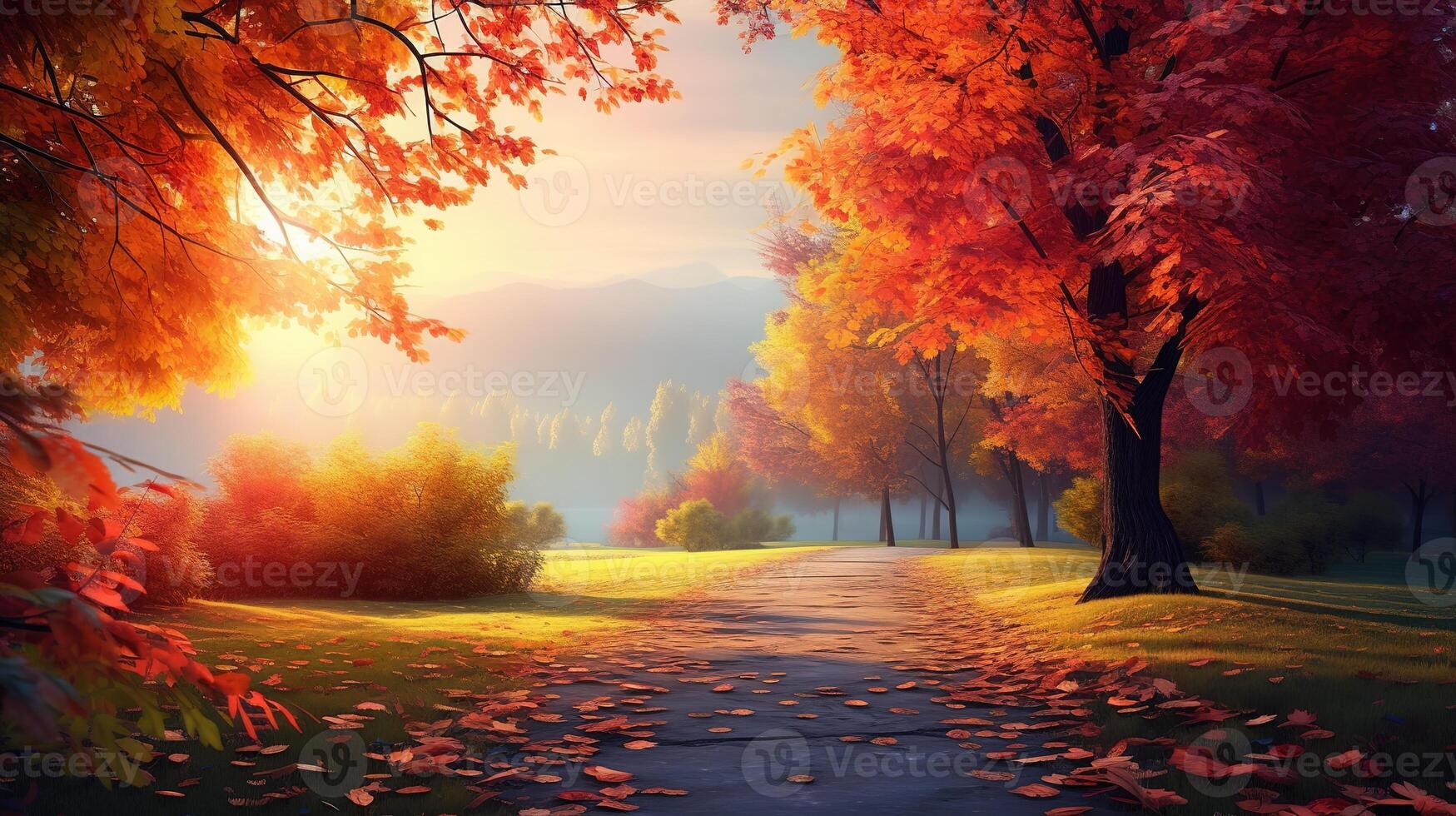 AI generated Colorful autumn landscape Nature background photo