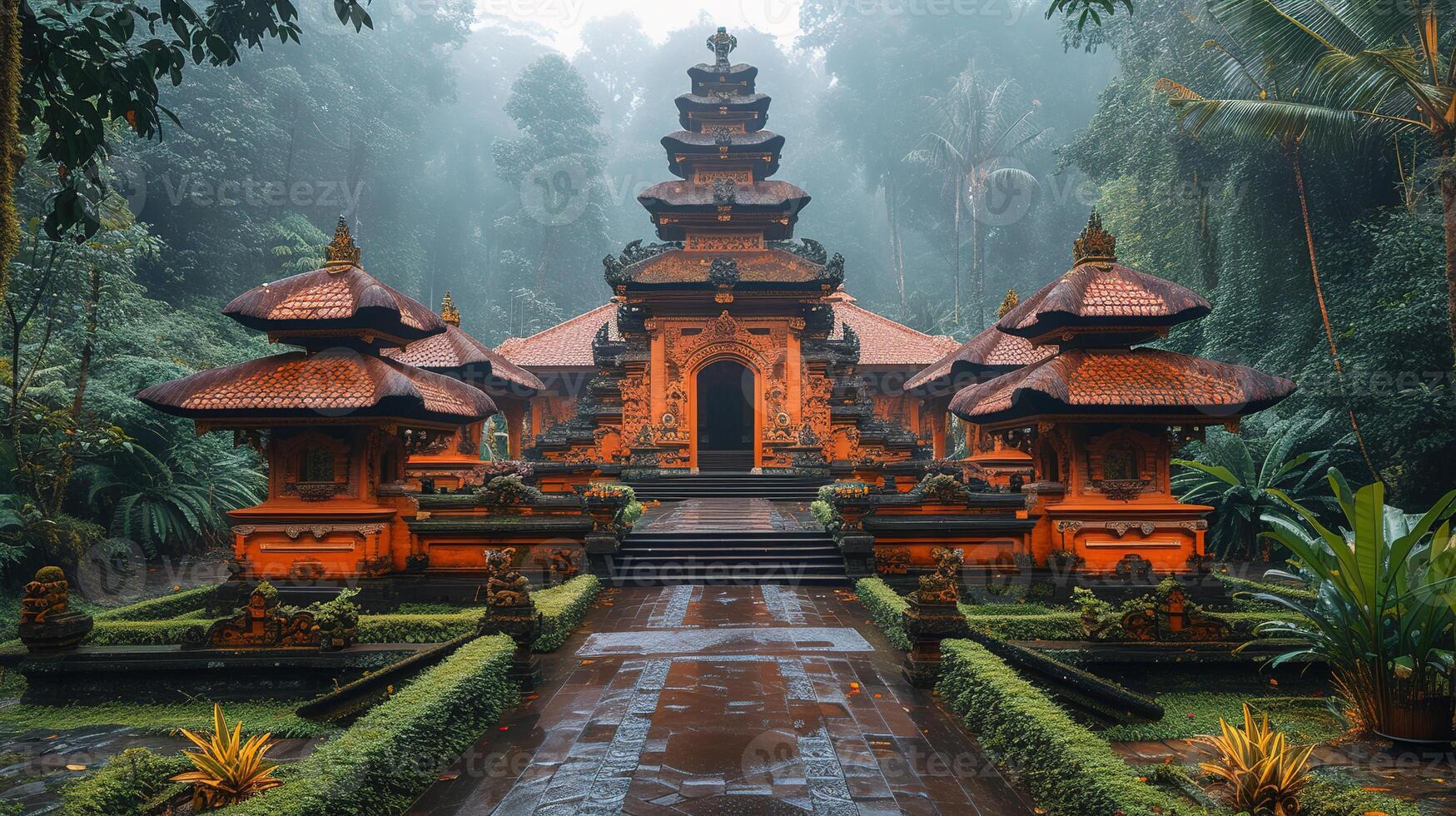 ai generado bali pagoda , Indonesia hd foto