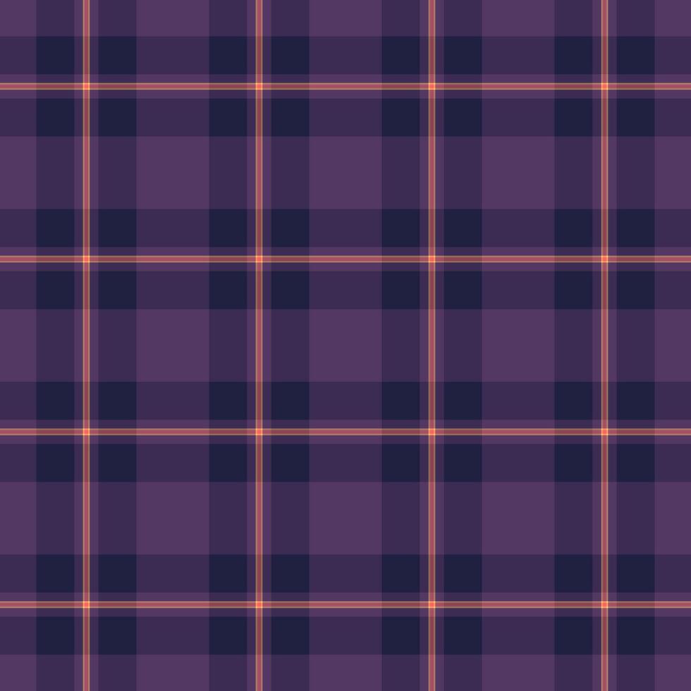 Patterned fabric tartan seamless, spring check background pattern. Oktoberfest textile vector plaid texture in violet and orange colors.