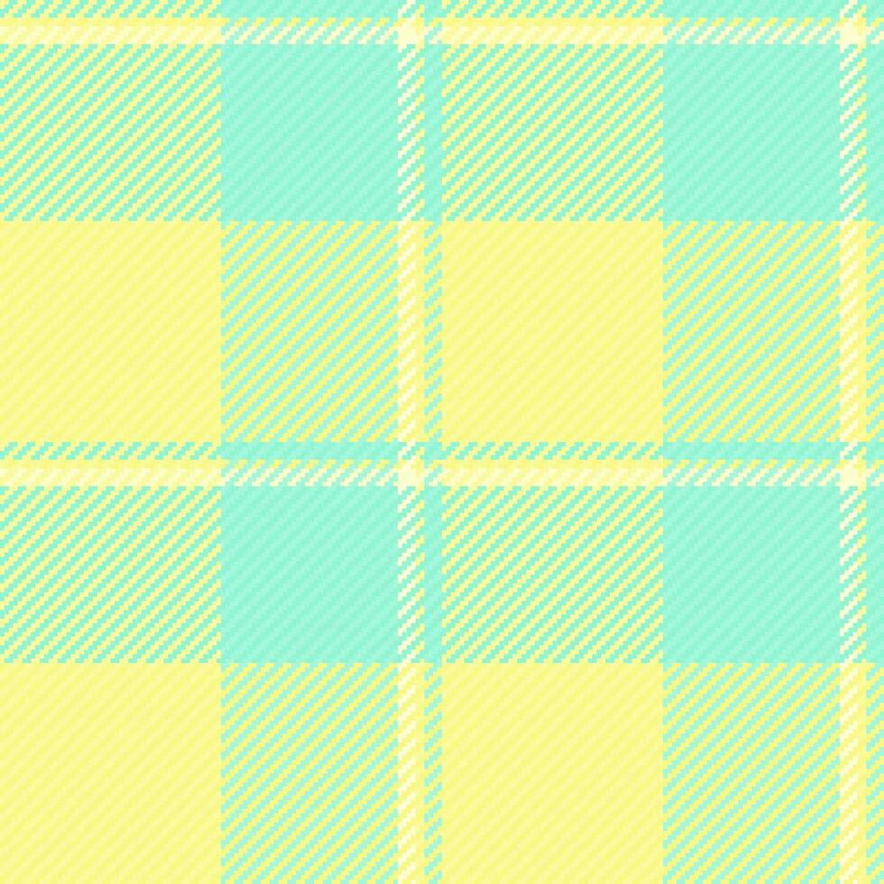 Regular vector pattern seamless, retail plaid fabric tartan. Old textile background check texture in yellow and mint colors.