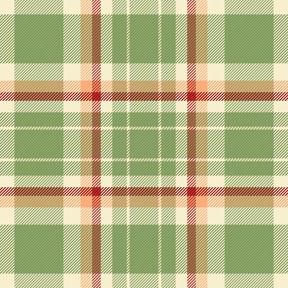 Setting pattern vector textile, stage plaid texture fabric. Autumn check tartan seamless background in green and light colors.