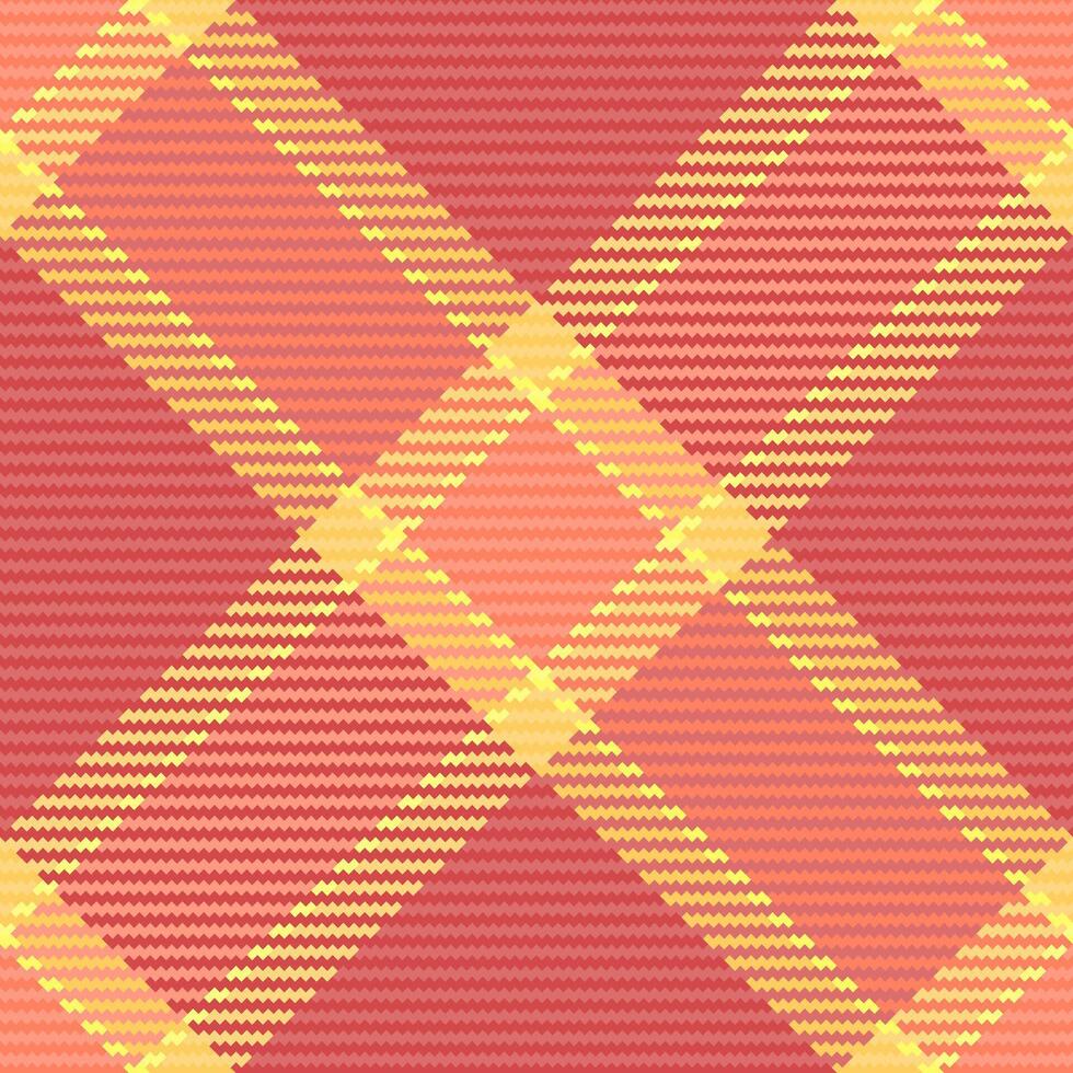 Soft texture tartan seamless, menswear plaid check fabric. Diverse vector pattern background textile in red and amber colors.