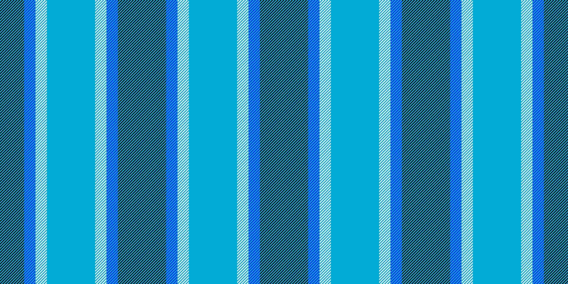 Folklore lines pattern vertical, improvement textile fabric seamless. Tailor texture stripe vector background in cyan and black colors.