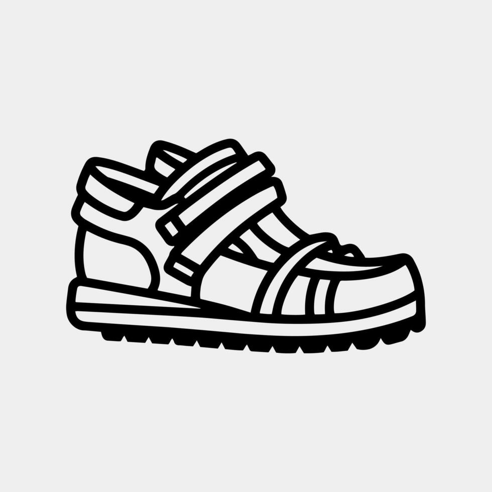 black and white sneakers icon, vector