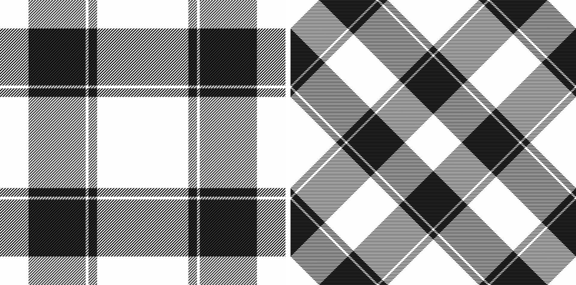 Pattern tartan texture of plaid check fabric with a background seamless vector textile. Set in monochrome colors of mixed straight strip design.