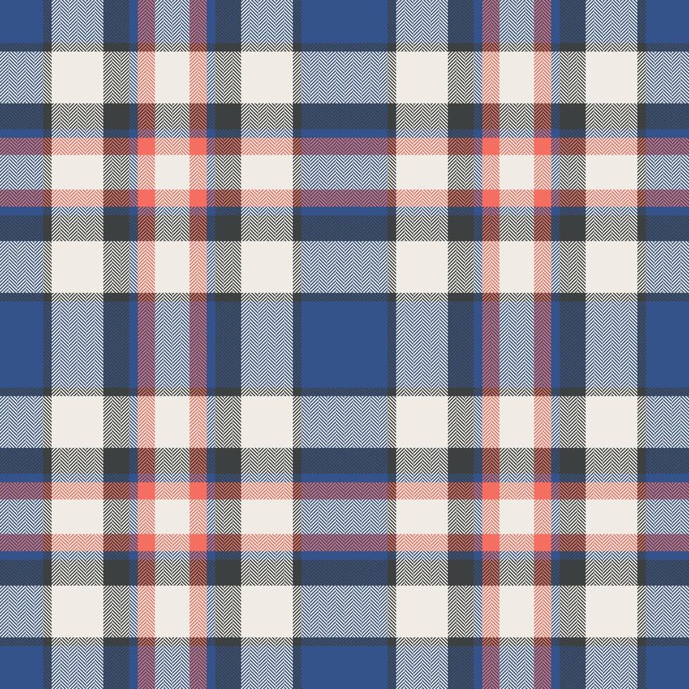Plaid seamless pattern in blue. Check fabric texture. Vector textile print.