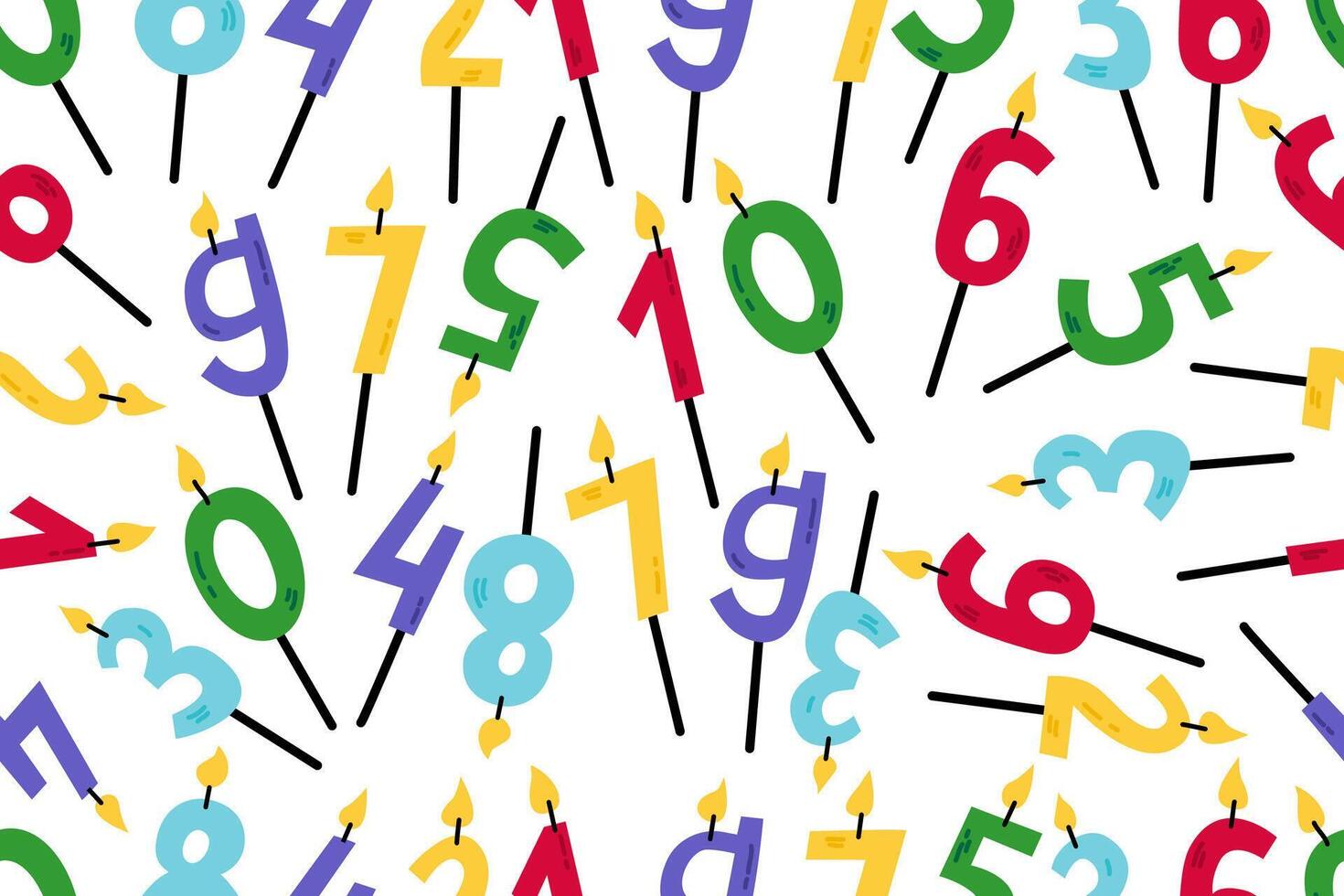 Vector illustration of numbers collection. A set of beautiful  numbers for birthday cards.