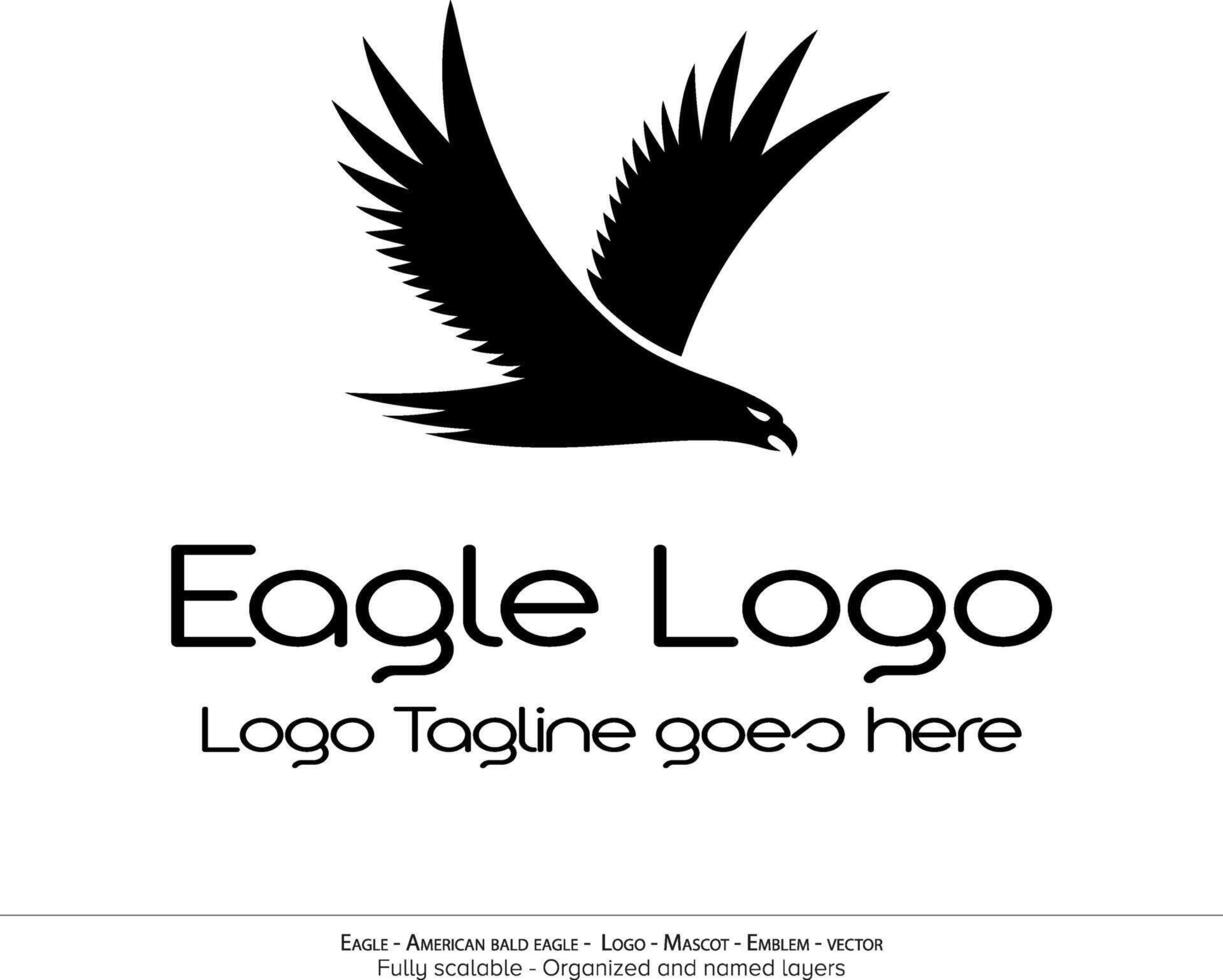 Eagle Logo, Flying Bird Emblem. dove mascot. American Bald Eagle silhouette logo. Minimal design, minimalistic logo vector