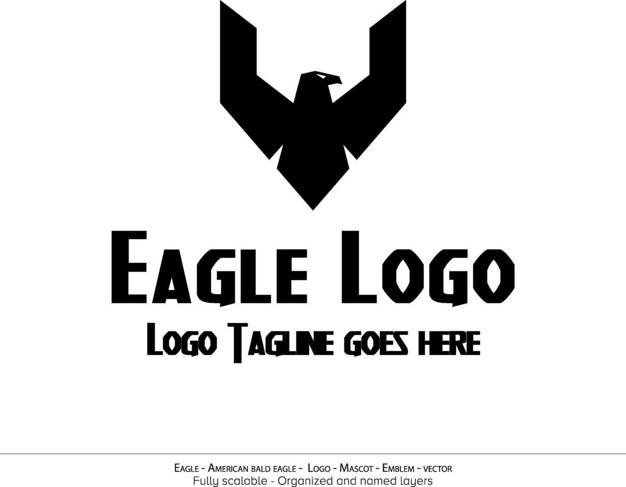 Eagle Logo, Flying Bird Emblem. dove mascot. American Bald Eagle silhouette logo. Minimal design, minimalistic logo vector