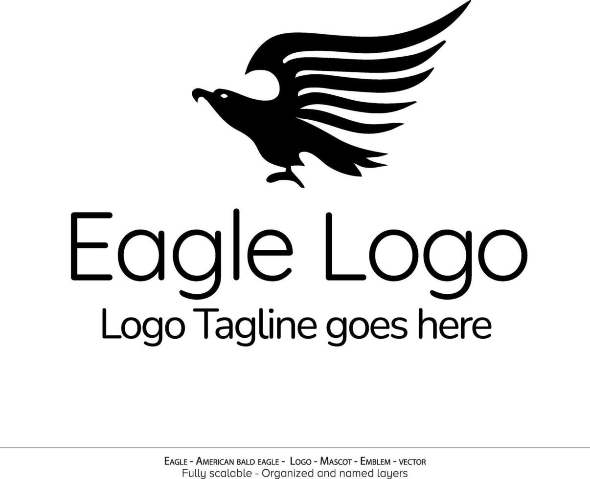 Eagle Logo, Flying Bird Emblem. dove mascot. American Bald Eagle silhouette logo. Minimal design, minimalistic logo vector