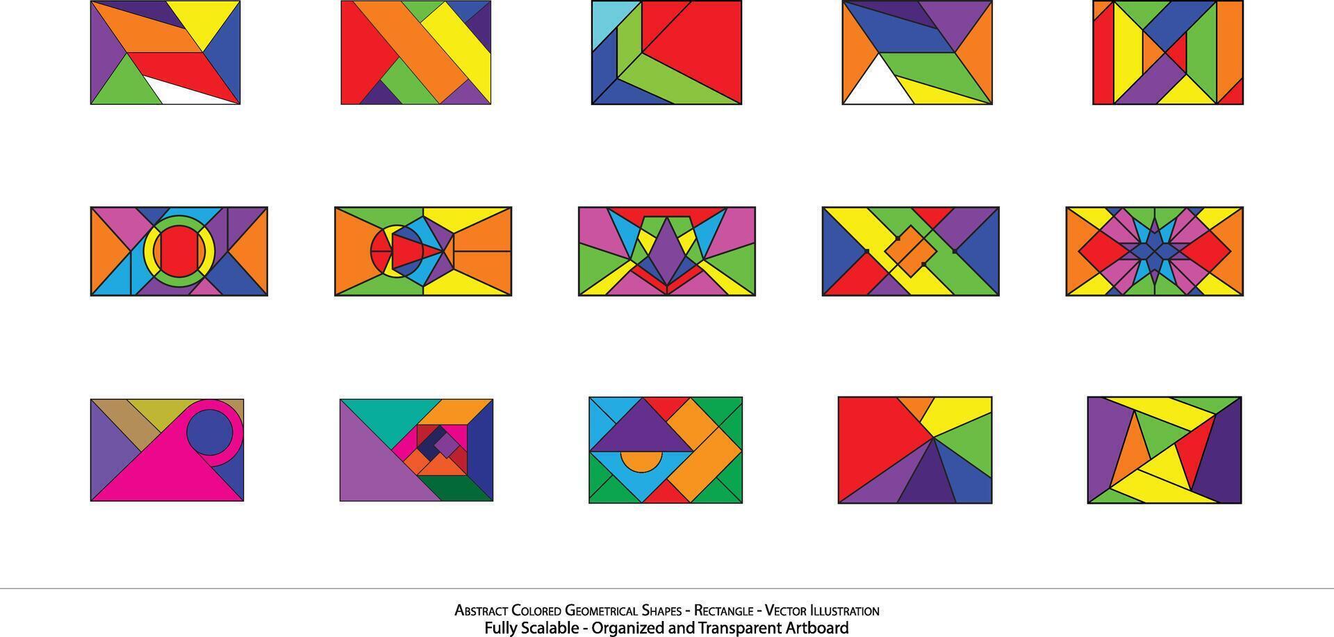 Abstract Colored Geometrical Shapes - Rectangle - Vector Illustration. Modern Wall Art. A Mosaic of Identities in Vibrant Pixels. Playful geometric shapes creating a sense of movement.