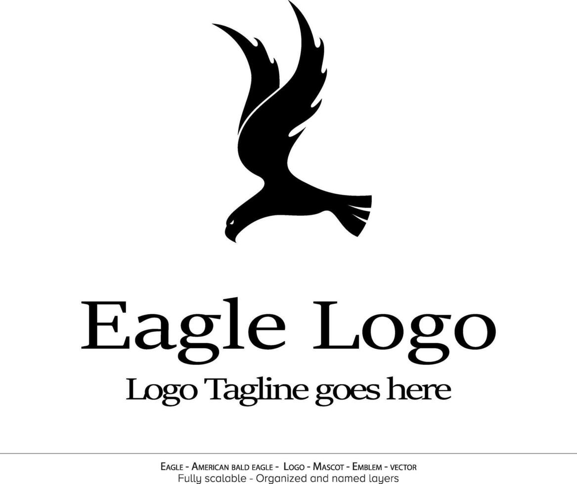 Eagle Logo, Flying Bird Emblem. dove mascot. American Bald Eagle silhouette logo. Minimal design, minimalistic logo vector