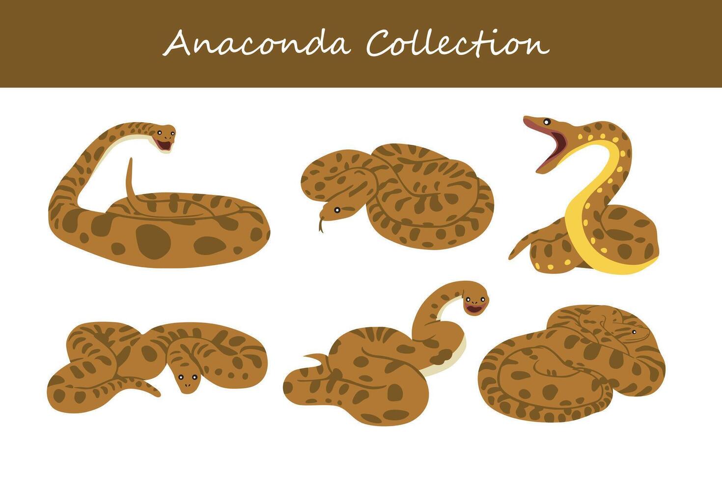 vector conjunto de dibujos animados anaconda aislado en blanco antecedentes. vector ilustración.