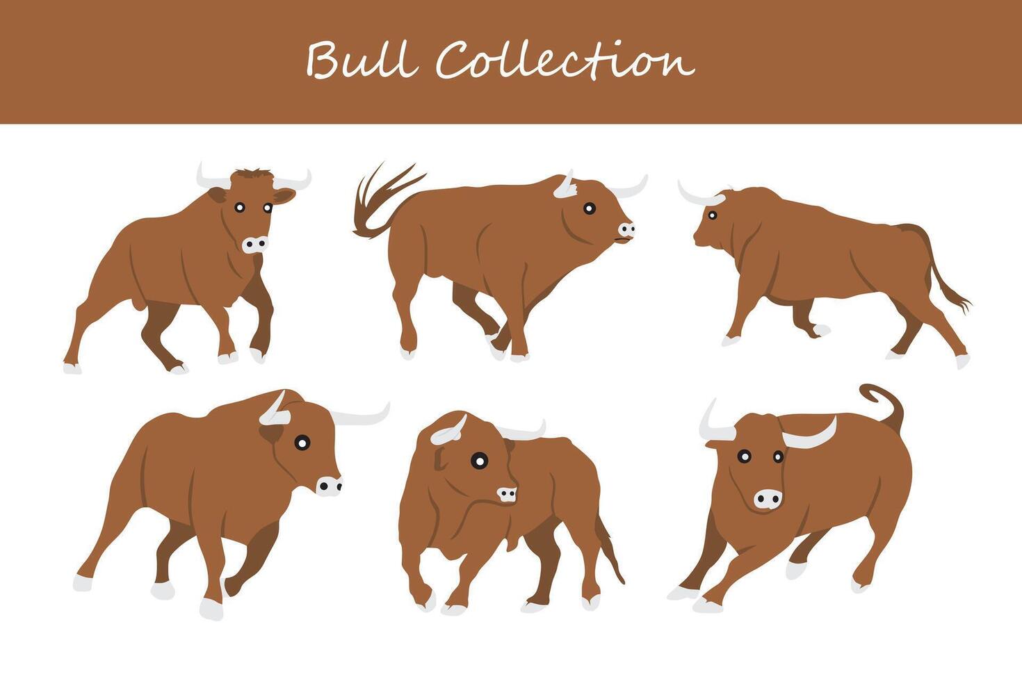 toro dibujos animados vector ilustración. linda toro en diferente poses y comportamiento.