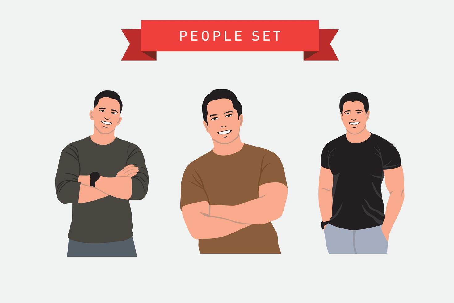 conjunto de hombres con diferente emociones vector ilustración en plano estilo.