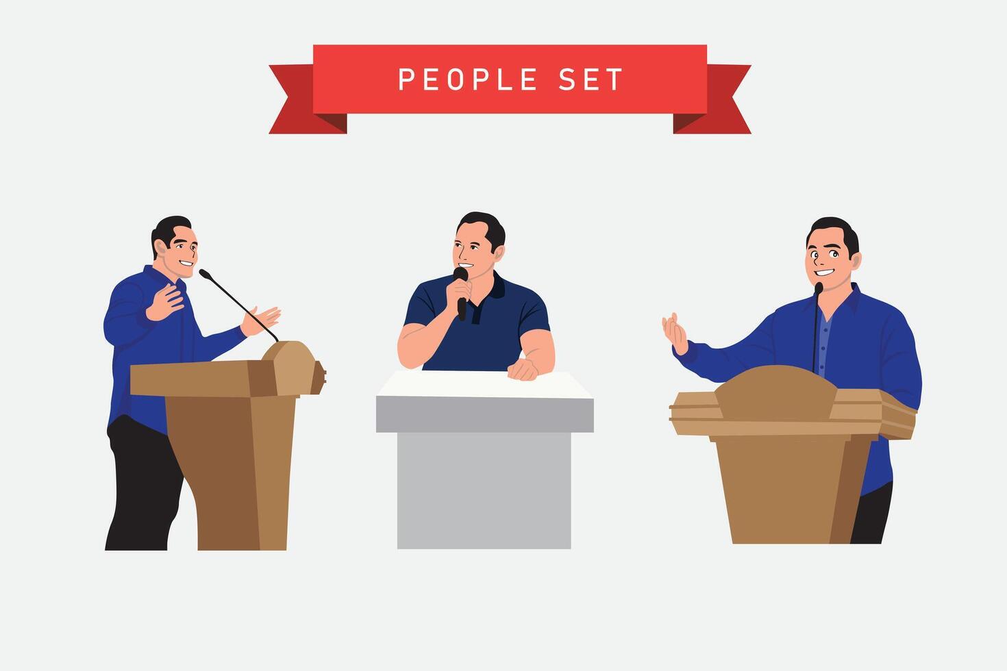 Podium, tribune and politician. Vector illustration in flat style