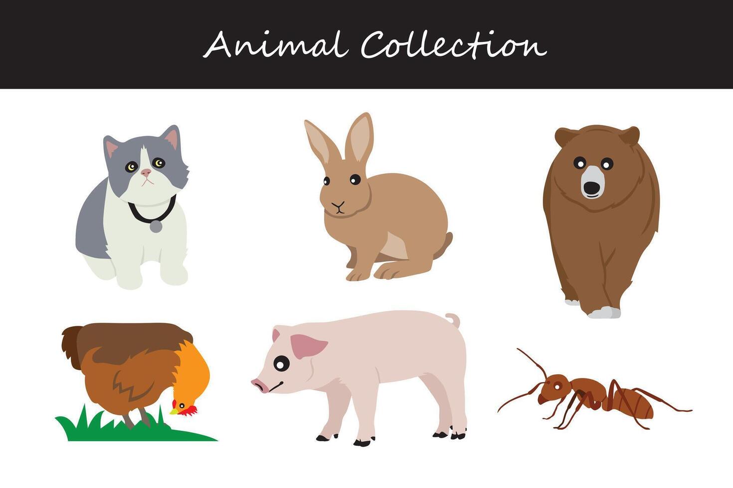 Animal collection. Cartoon style. Vector illustration isolated on white background.