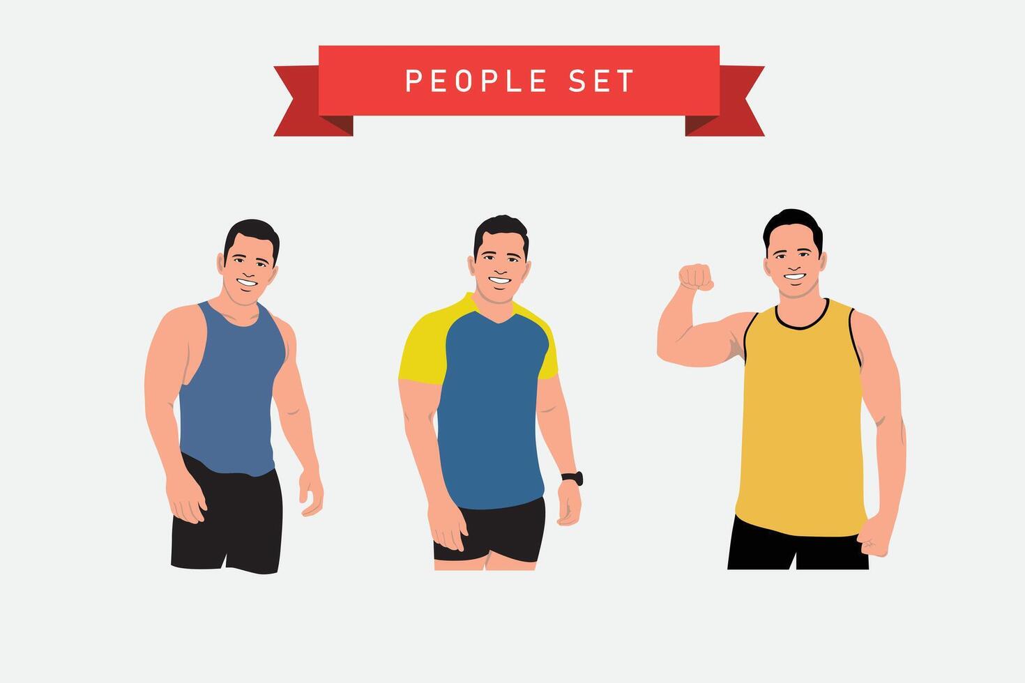 Fitness man in sportswear. Vector illustration in flat style