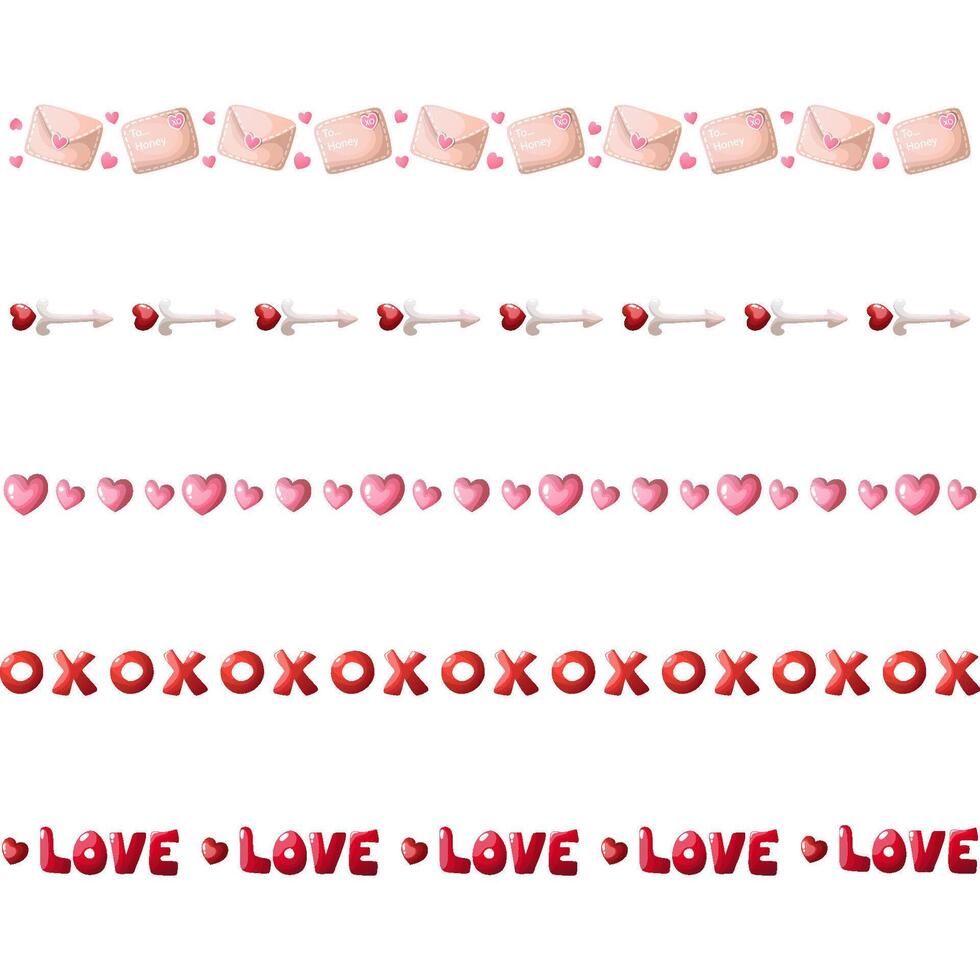 Valentine elements border set vector
