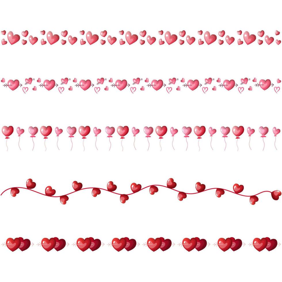 Valentine elements border set vector