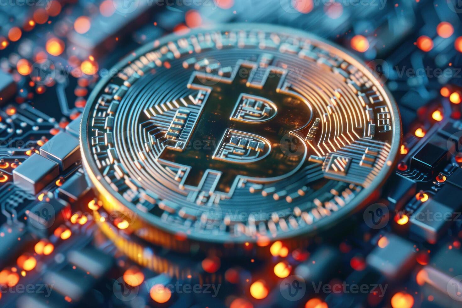 AI generated Blockchain Marketing Analytics Analysts using computers to sift through blockchain data devising targeted marketing strategies for Bitcoin products photo