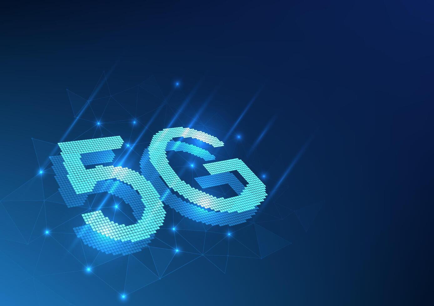 Telecommunications technology The 5G signal behind it is an interconnected network with lights, demonstrating the development of advanced communication networks to distribute signals across the world. vector