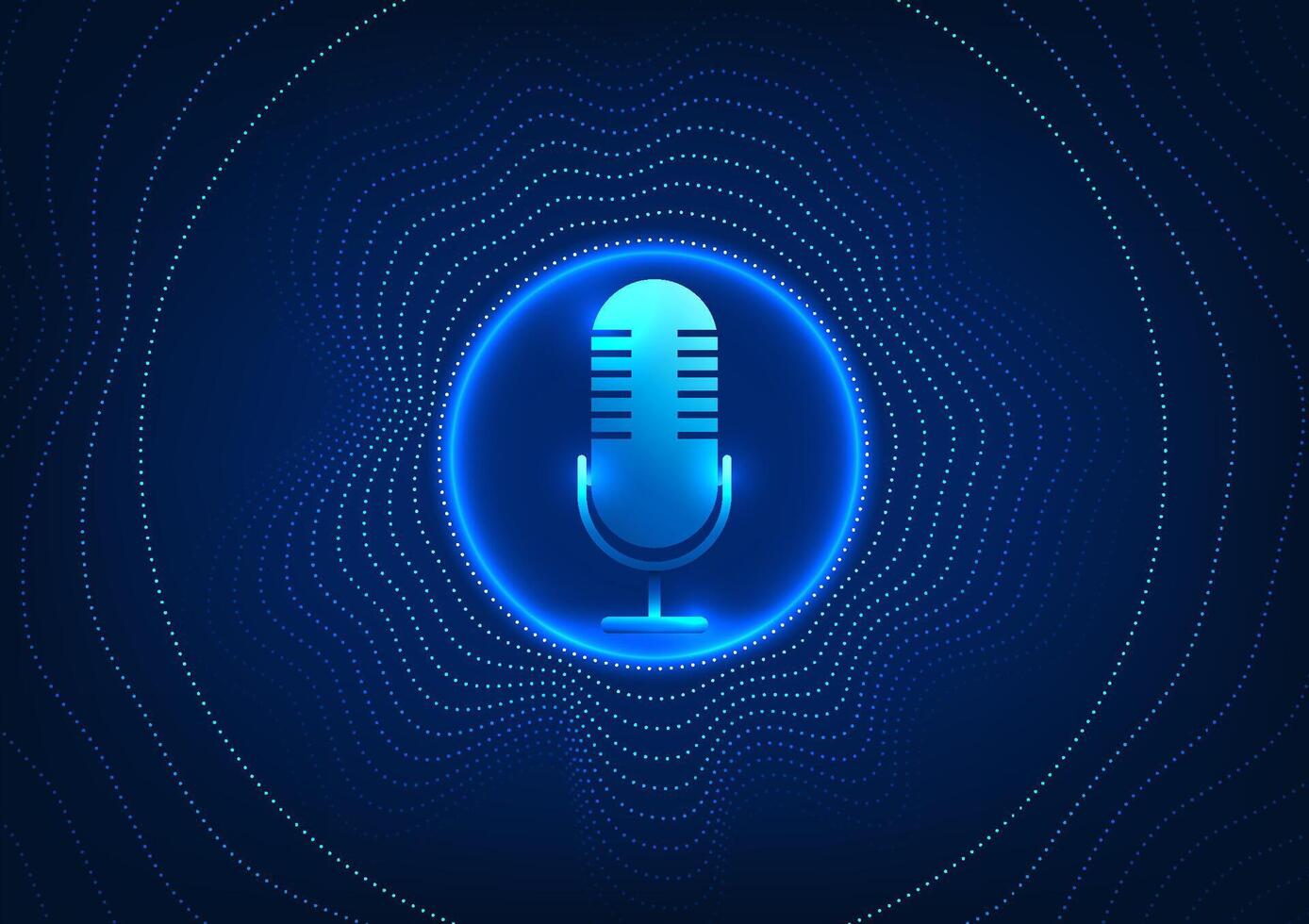Microphone technology background, microphone on circular side, dot pattern. Device concept receives sound and converts it into an electrical signal. to record or amplify sound vector